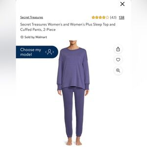Secret Treasures Women's Sleep Top and Cuffed Pants, 2-Piece